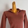 French Simplicity Pure Color Polo Lapel Knitwear Women's Clothing Silm Slim Looking Short Bottoming Shirt Long-Sleeved Versatile Top