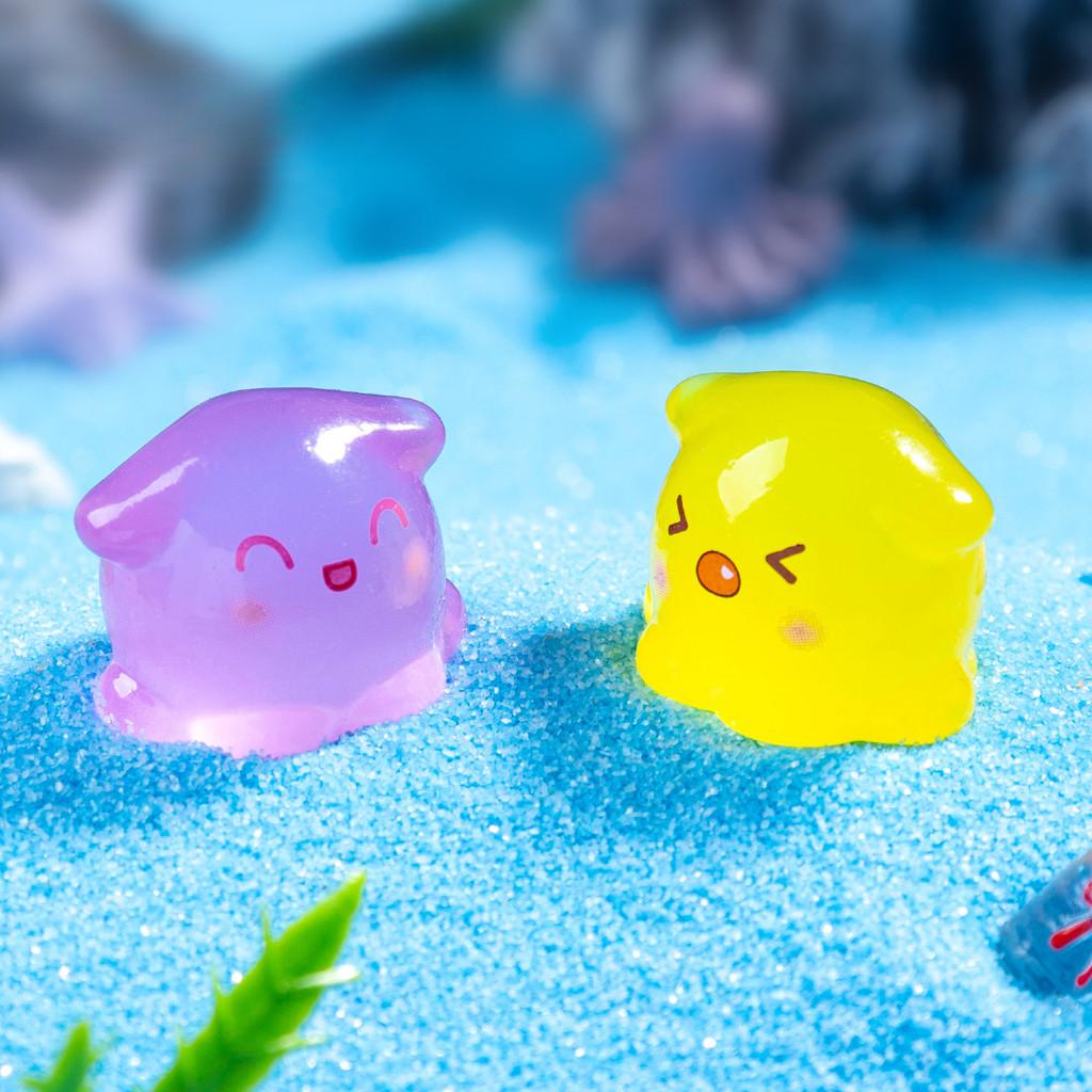 10Pcs Mini Luminous Octopus Animal Miniatures Diy Resin Ornament Fairy Garden Decoration Moss Terrarium Micro Landscape
