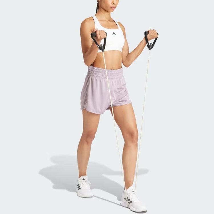 New Adidas Pacer Essentials Knit High Rise Shorts Sports Shorts Women's Pink IR6235