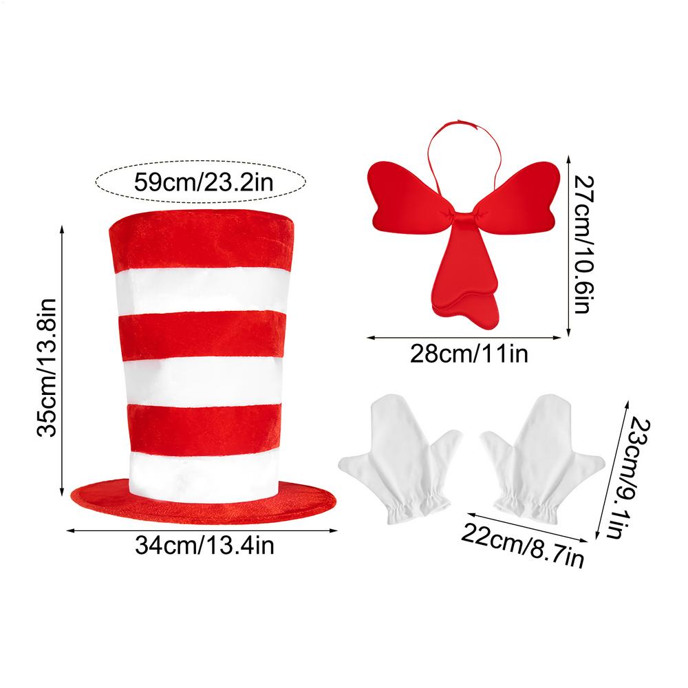 Cat Hat Bow Top Hat Cat Costume Kit with Gloves Bow Tie Breathable Cosplay Accessories Role-Playing for Men Women Kids Boys