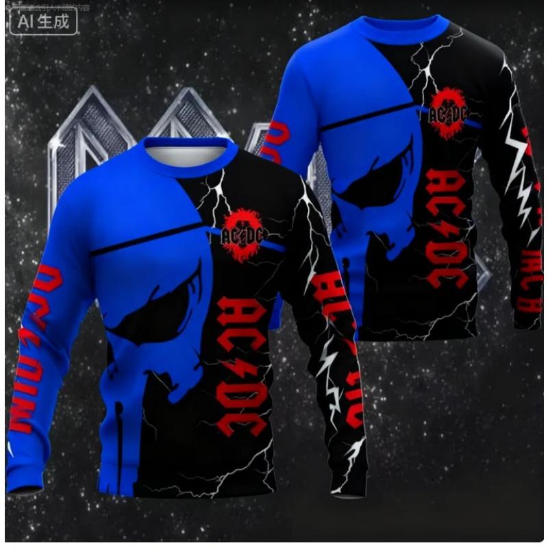Casual Loose Top Fashion Printed Long Sleeve Crew Neck T-Shirts Men’s