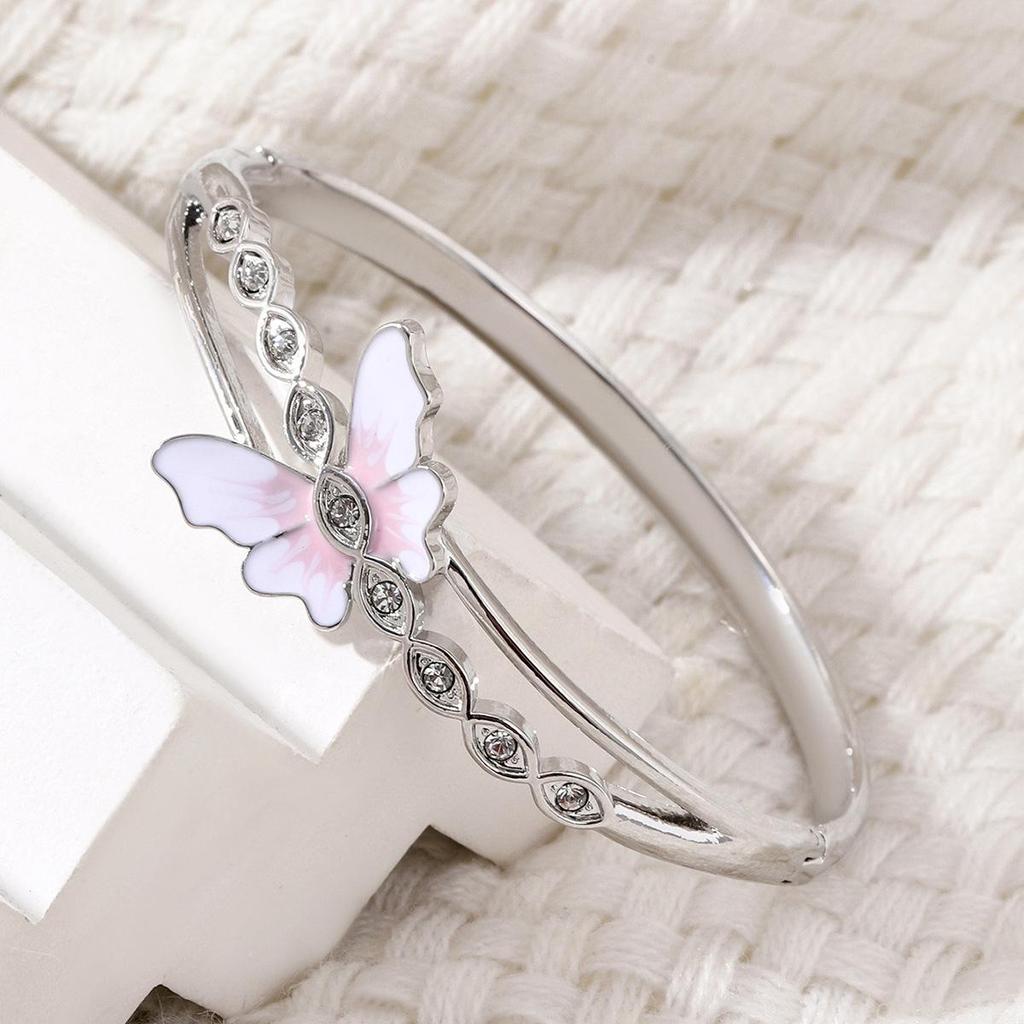 Korean Rhinestone Enamel Butterfly Bracelet: High-End Versatile Bangle with European and American Charm