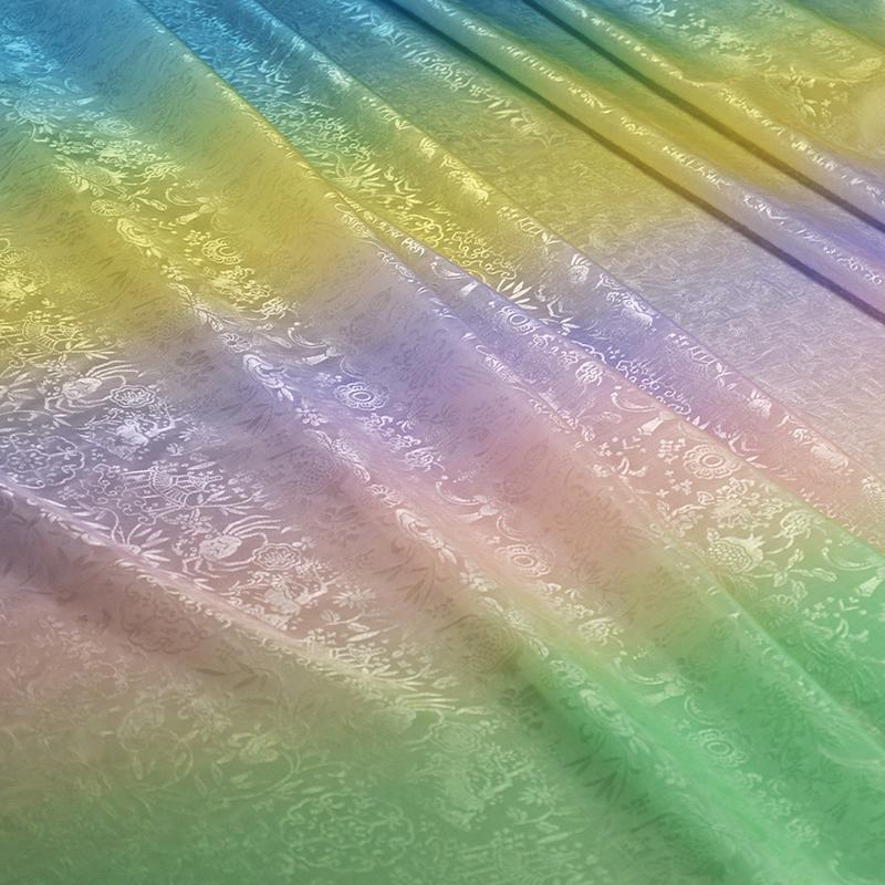 

1M Gradient Color Printed Hanfu Fabric Lustrous Jacquard Yarn Woven Fabric For Diy Sewing Dress Apparel Stage Costume Crafts 100X140cm