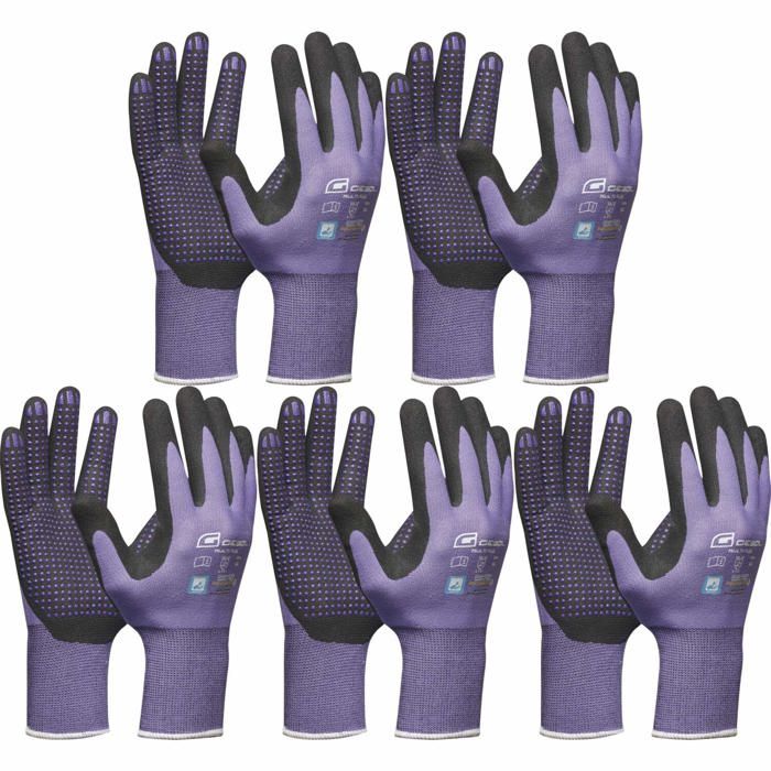 Gant de chantier vasalat - 101175312sb5 - gants de travail gebol multi flex lady violet taille 6 (xs) | 5 paires