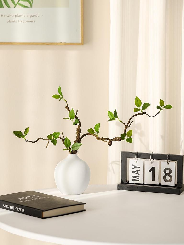 Minimalist Zen Azalea Arrangement: High-End Artificial Potted Plant for Living Room Decor