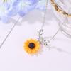 Pendant Necklace Sunflower Elegant Alloy Fake Pearl Leaf Chain Necklace for Dating