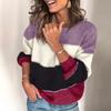 Women's  Autumn And Winter  New Round Neck Color Matching Comfortable Loose Sweater