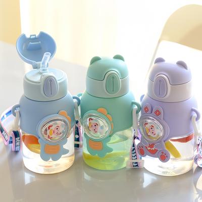 600ML Summer Water Cup Leak-proof Water Bottle With Straw Kawaii Kettle Cartoon Pattern Portable Plastic Water Cup Drinking Cup