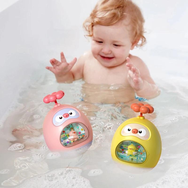 Summer Bath Toys Cartoon Cute Duck Baby Bath Toy Press Water Gun Cultivate Color Skill Shower Toys For Baby Bathing Playing
