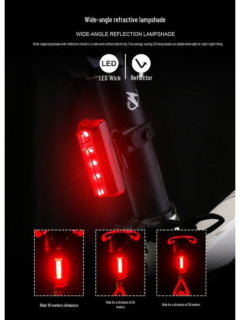 NQY USB Rechargeable Rainproof Bicycle Taillight with Long Battery Life