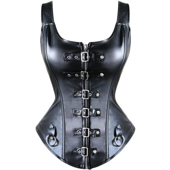 Women Sexy Tight Faux Leather Harness Court Corset Body Shape Belt Bustiers