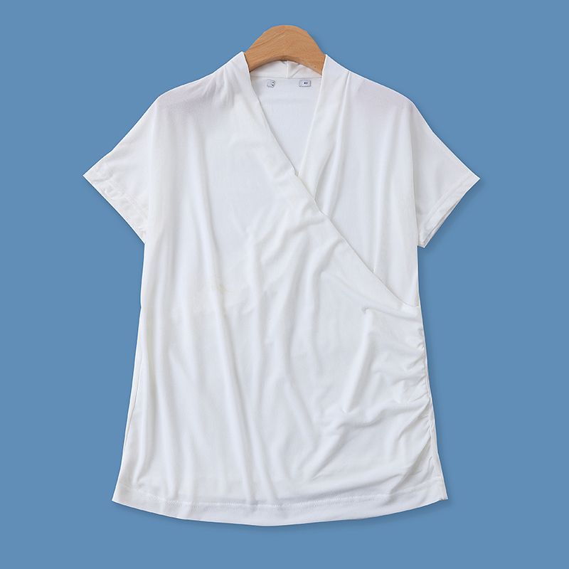 

Молодежные Летние Новые Топы с Перекрещенными Бретелями и Короткими Рукавами, Футболка Milky White 42