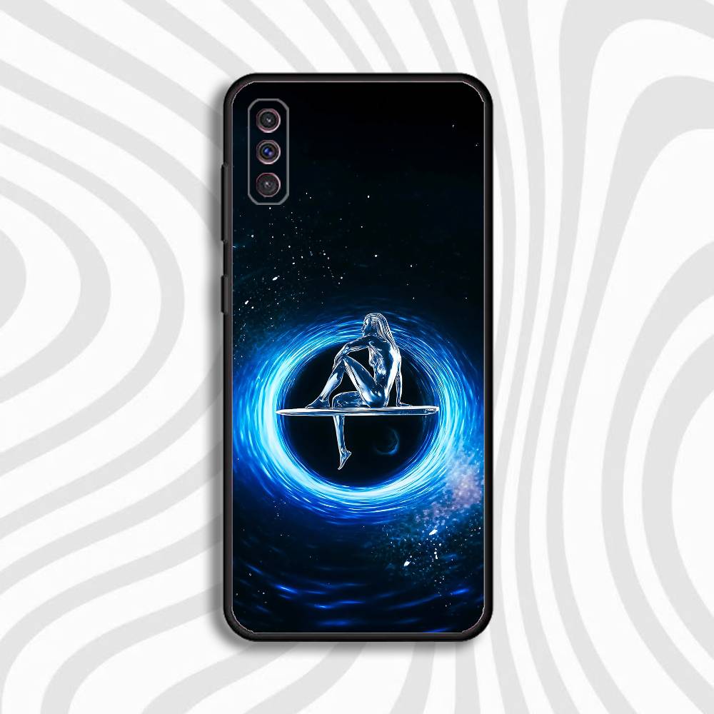Cool S-Silver S-Surfer Phone Case For Samsung S10,S21,FE,S21,Note 20,S26,S25,S24,S23,Ultra,S9,S22,Plus Soft Silicone Black Cover