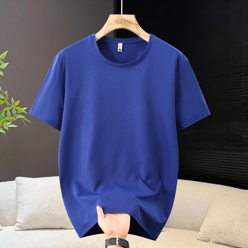 T-shirt da uomo tinta unita con scollo rotondo – Taglia forte, manica corta, vestibilità ampia, basica (5XL-13XL)