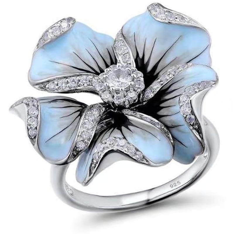 Bague Pétale de Rose Exagérée - Style Européen et Américain, Bijoux Métalliques Créatifs