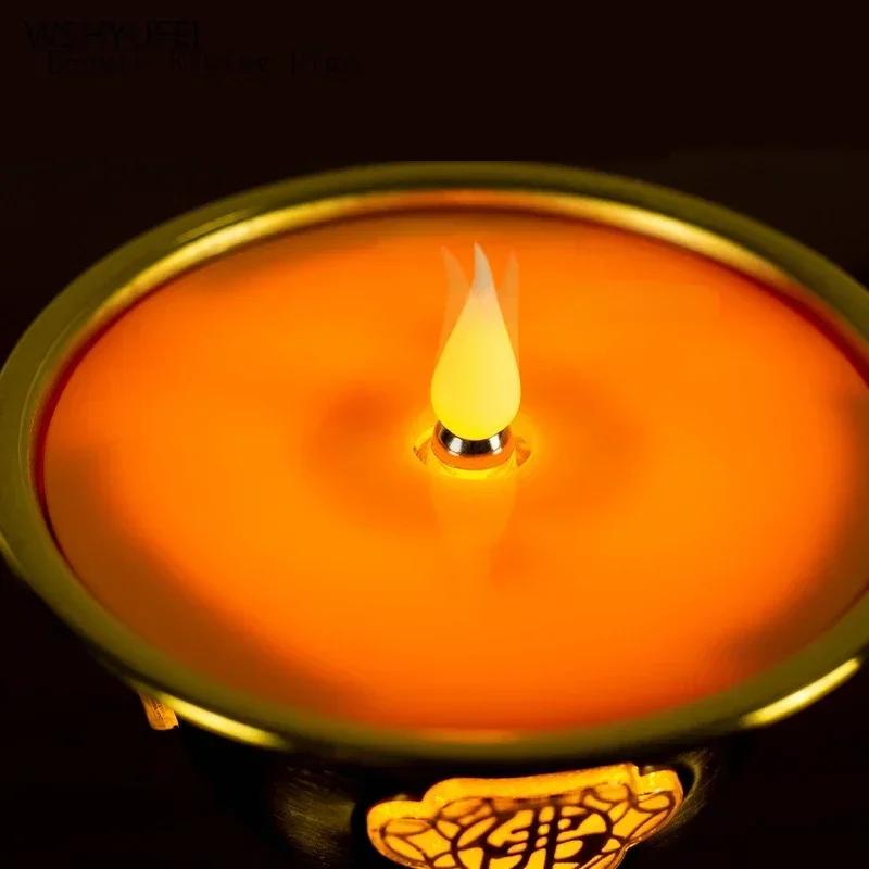 Simulated Candlestick Alloy Buddhist Temple Offerings Buddhist Artifacts Living Room Decoration Plug In 110V~220V