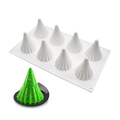 8 Even Christmas Tree Silicone Mold Frosting Cookie Scented Candle Striped Tree Chocolate Mold