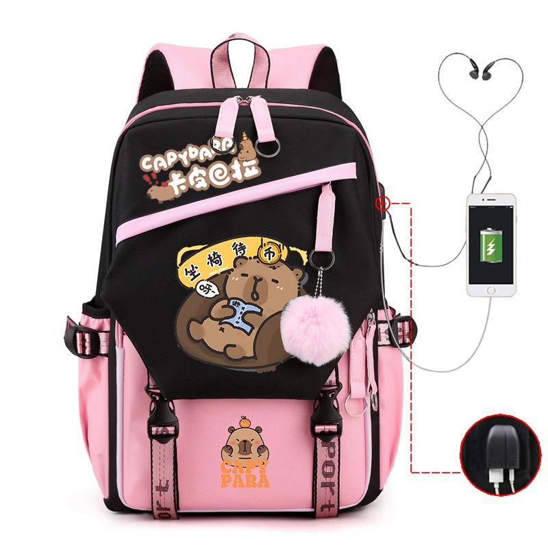 Kapibara fun peripheral printing new schoolbag cute cartoon primary and secondary school students spine backpack