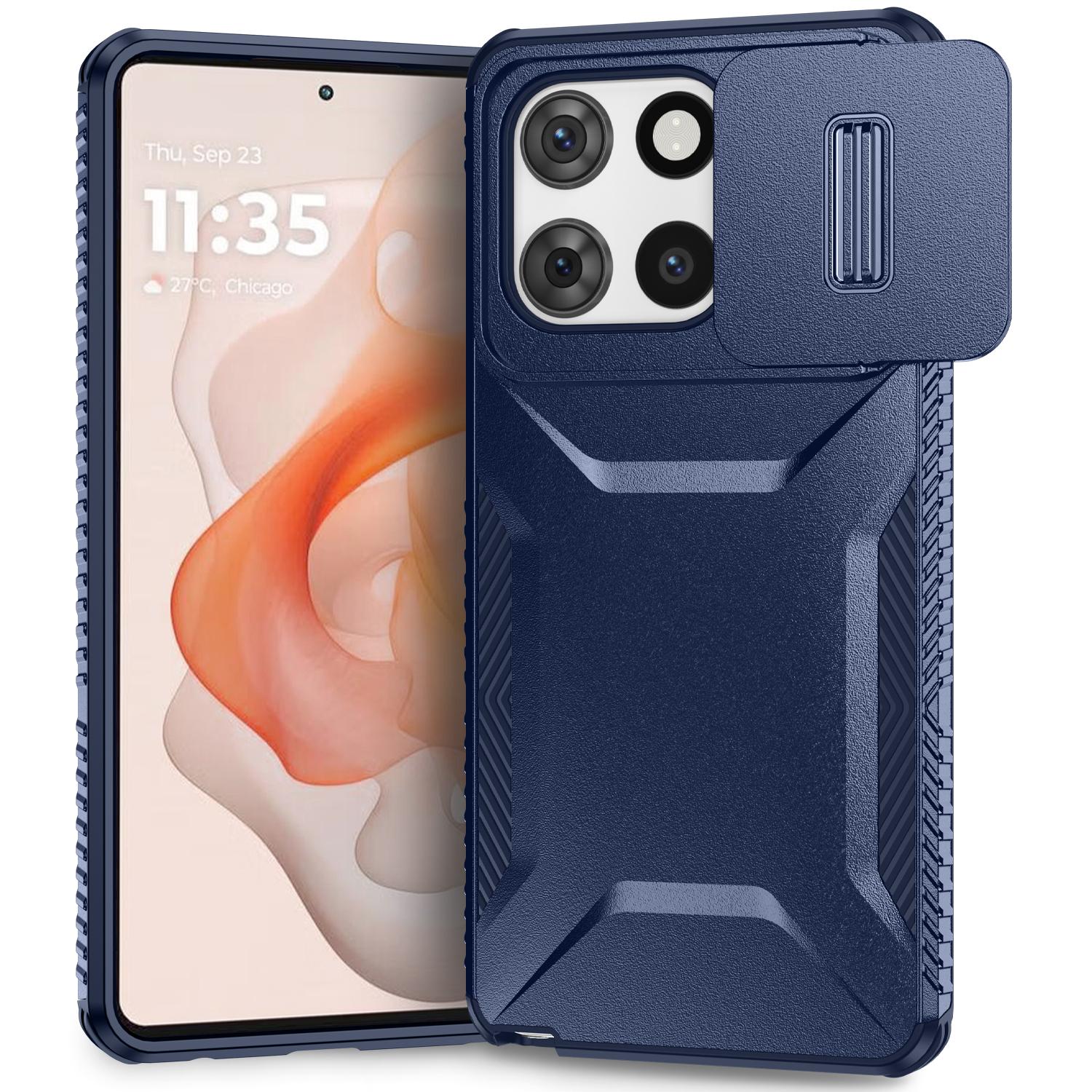 

For Motorola Moto G Stylus 5G (2025) Case Camshield TPU+PC Phone Cover Non-Slip Side Edge Blue