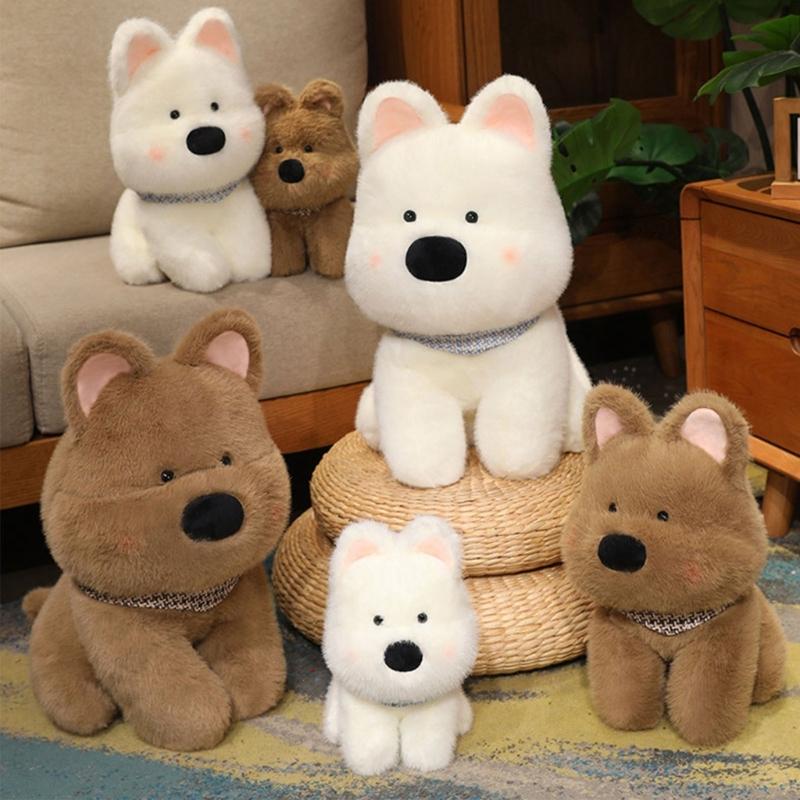 Soft Realistic Westie Dog Plushie Portable Child Friendly Soft Westie Highland Dog Stuffed Toy for Imaginative Play