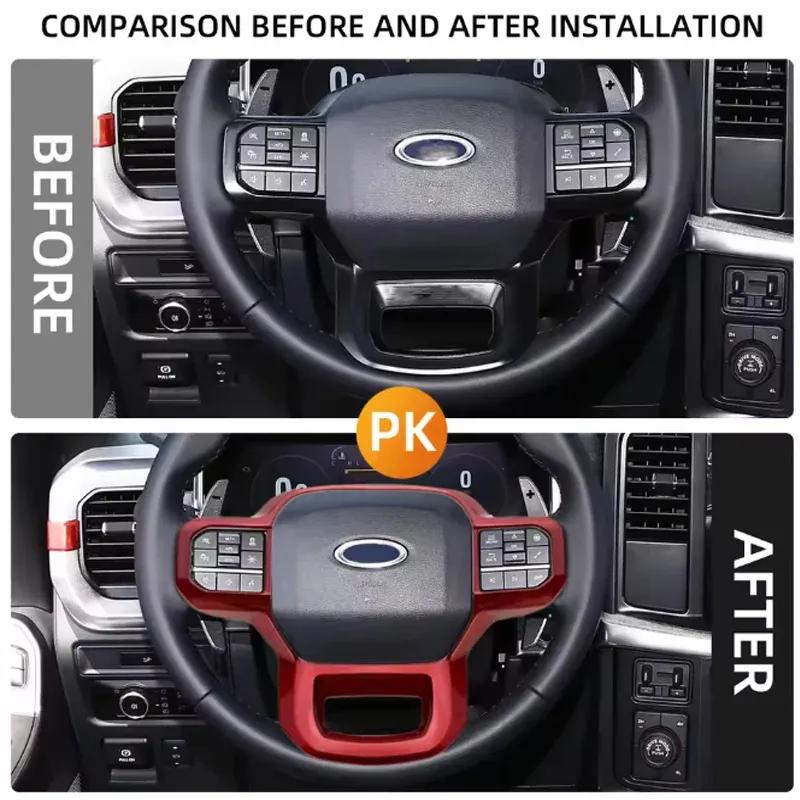 ABS Car Steering Wheel Panel Cover Trim Frame Decoration Sticker For Ford F150 F-150 -2024 Car Accessories