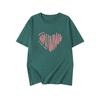 Plus Size Cotton T-Shirt - Women's Summer Short Sleeve Pink Heart Mid-Length Loose European Style