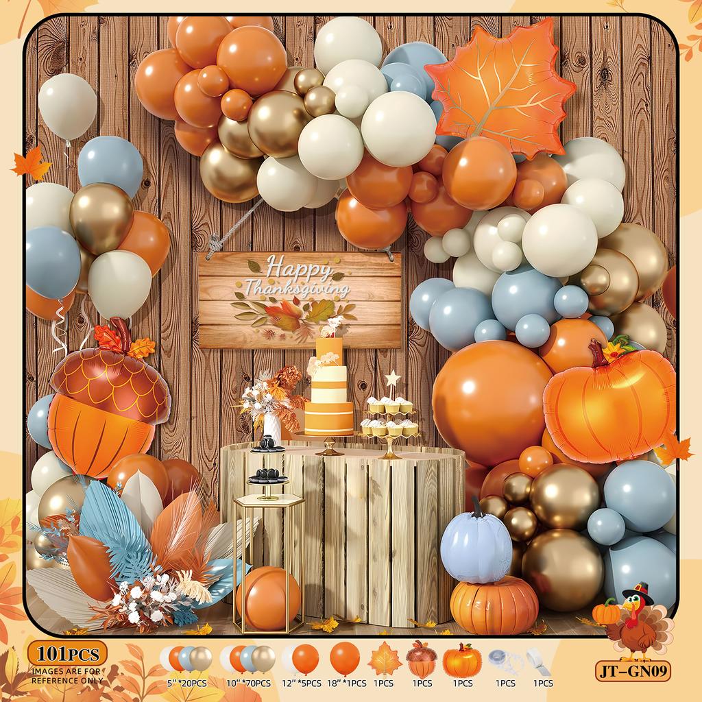 Thanksgiving Orange Balloon Chain Fall Themed Party Decoration Birthday Wedding Scene Decoration Balloon Arch