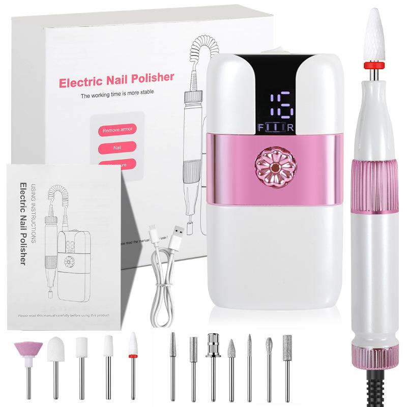 Silent Electric Nail File and Drill Kit - Anti-Splash Manicure Tool with Rechargeable Low Noise Polishing for Home