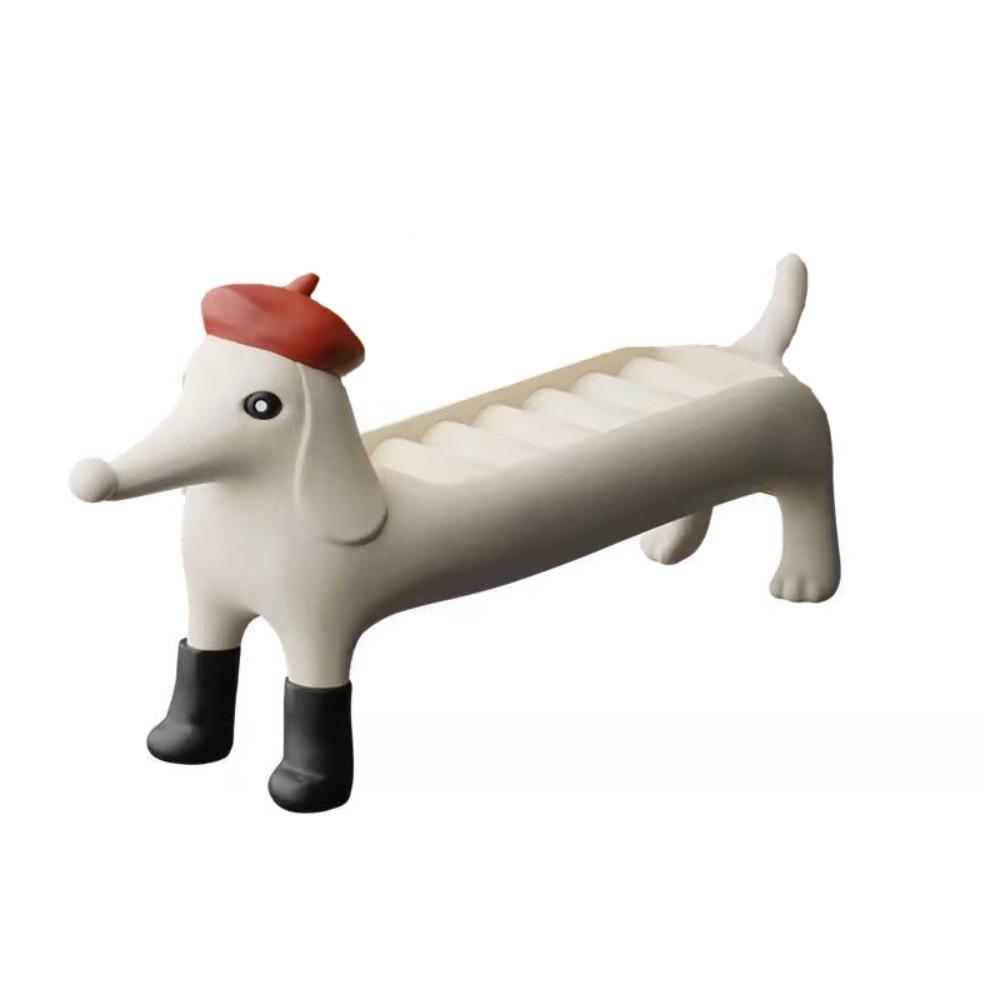 

Ring Holder Dachshund Ring Organizer Dustproof Ring Trinket Storage Box For Lover белый