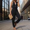 Damen Sommer Jumpsuit Hose Lässig Party Hundred Schwarz Ärmelloser Jumpsuit