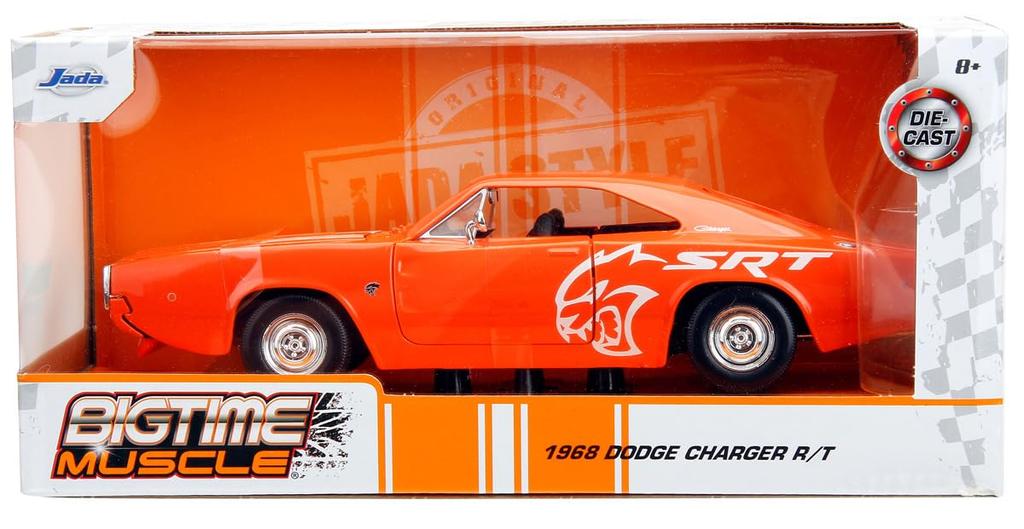 Jada Toys BIGTIME MUSCLE 1/24 Scale 1968 Dodge Charger Orange/Graphics Finished Product