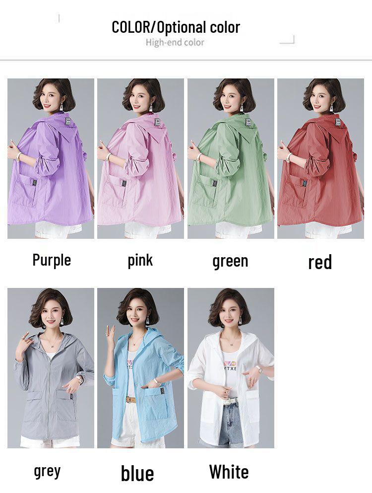 Plus Size Women's Mid-Length UV Protection Summer Coat (80-200 jin)