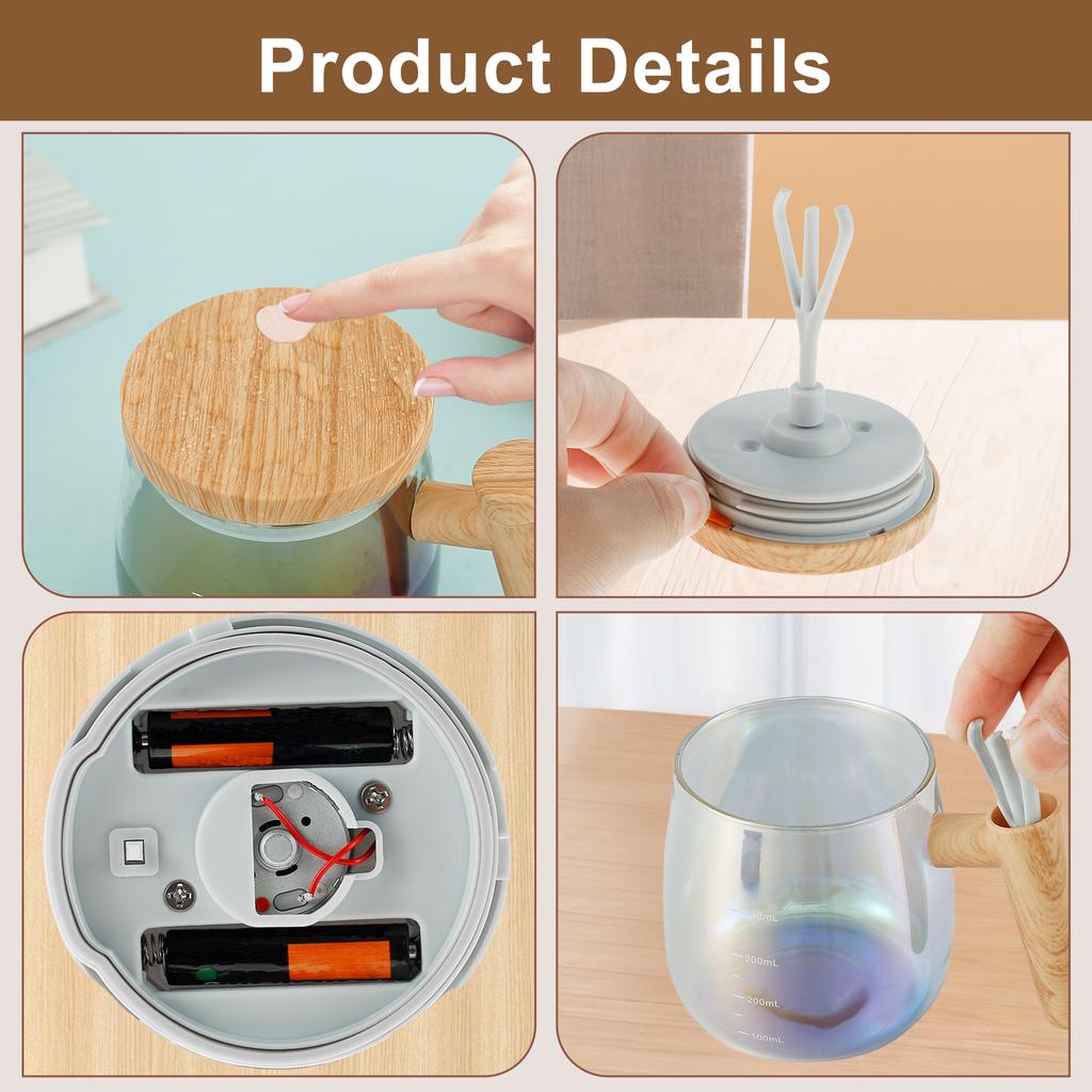 1 Pc Self Stirring Mug with Measurement Glass Self Mixing Mug 400ML Selfs Mixing Cups Battery Powered Selfs Stirring Coffee Mugs