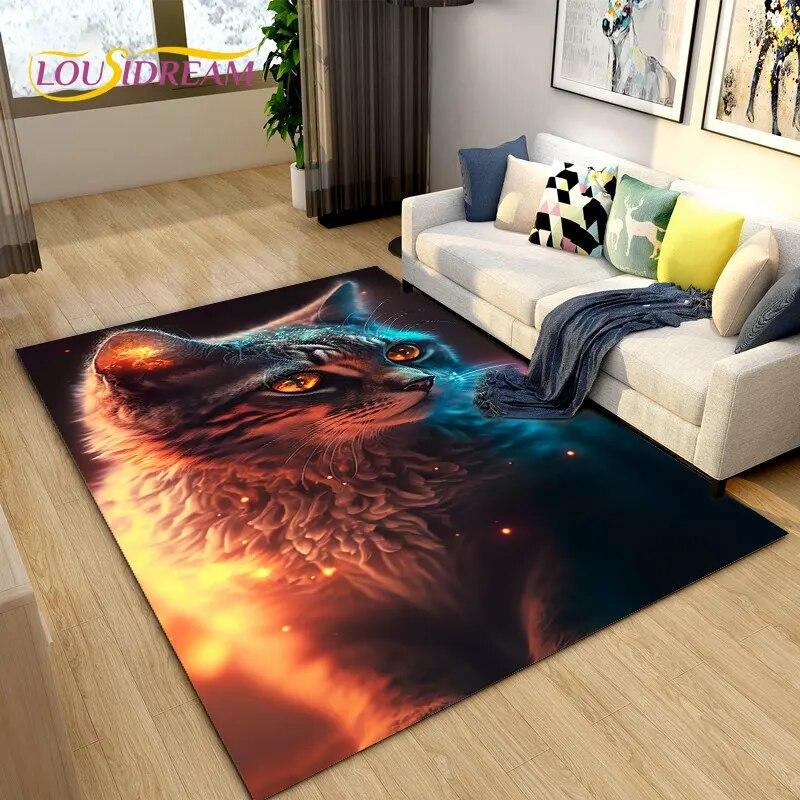 3D Cartoon Cute Cat Area Koberec,Koberec pro domácí obývací pokoj Dětská ložnice Sofa Rohožka Dekor,Kuchyňská protiskluzová podložka na podlahu