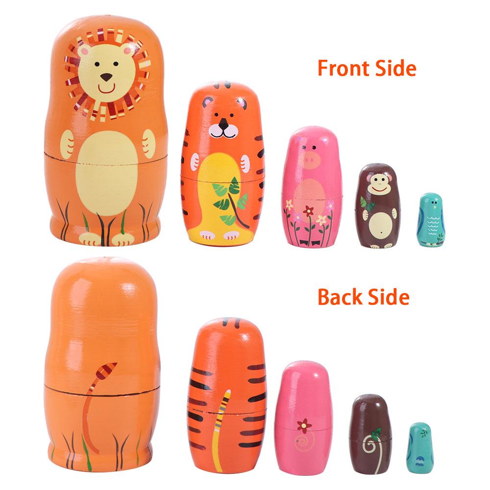 Handmade Matryoshka Doll Toys Animals Pattern Stacking Dolls Ornament Nesting Dolls  Kids Toy