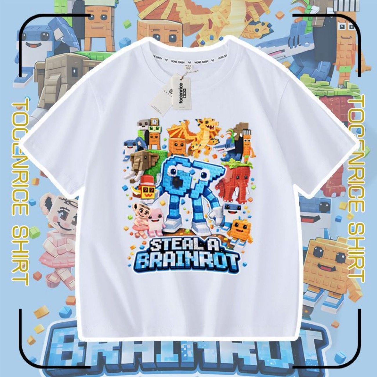 Steal a Brainrot No 67 Shan Hai Jing T-shirt - Short Sleeve Top for Men Women and Children 140cm белый 1480₽