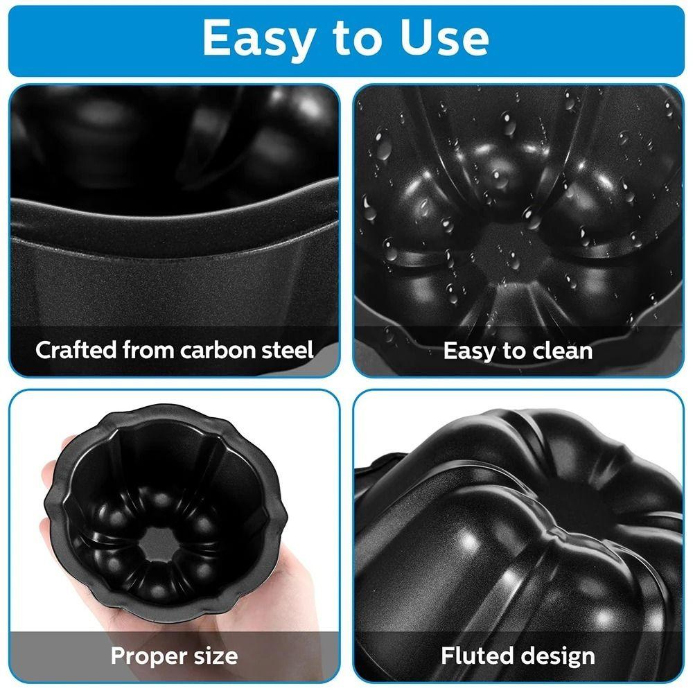 4 Pcs Carbon Steel Fluted Cake Mold 4 Inch Muffin Cups Round Mini Cake Pan  Brownie