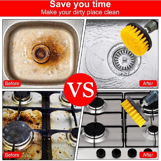 6 Pcs Drill Brush Attachment Power Scrubber Cleaning Kit Multi Purpose Drill Brush Set Drill Scrubber Brush Kit Cleaning Brushes for Drill Bathroom