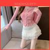 Cotton Blend Summer Womens Short Skirt With Lace Ruffle Hem For Casual Wear