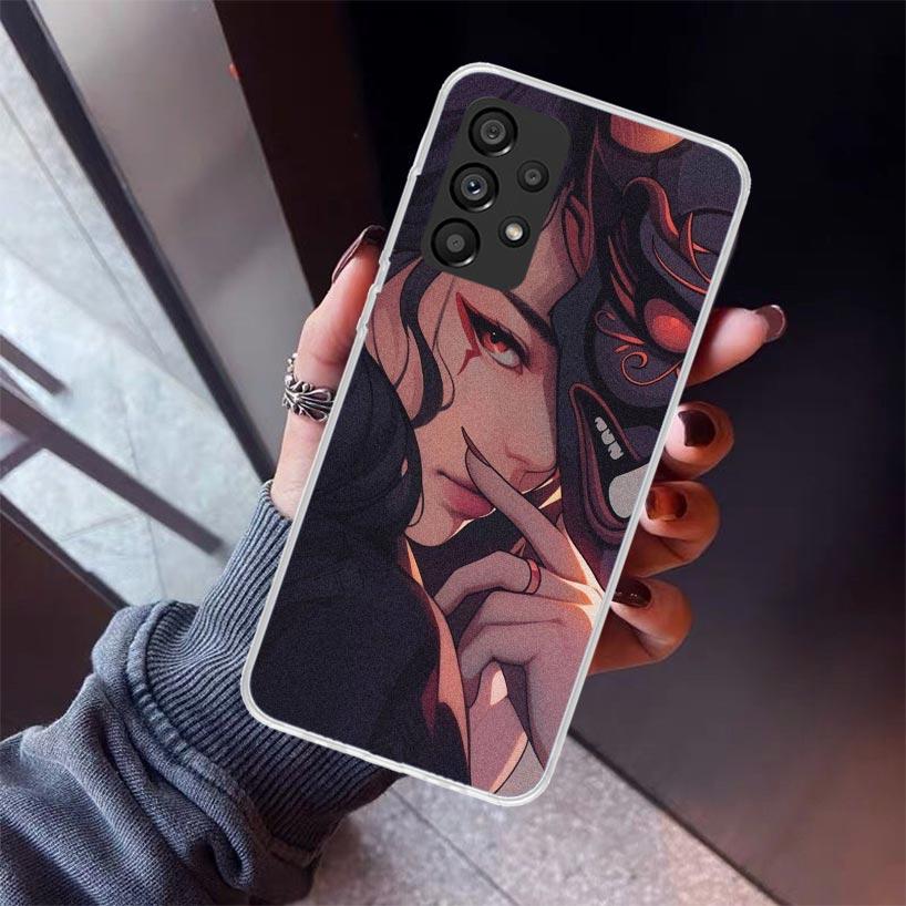 Japanese Oni Mask Girl Phone Case For Samsung Galaxy A12 A52S A42 A32 A22 A51 A50 Note 20 Ultra 10 S10 Plus A71 A70 A31 A30 A10S