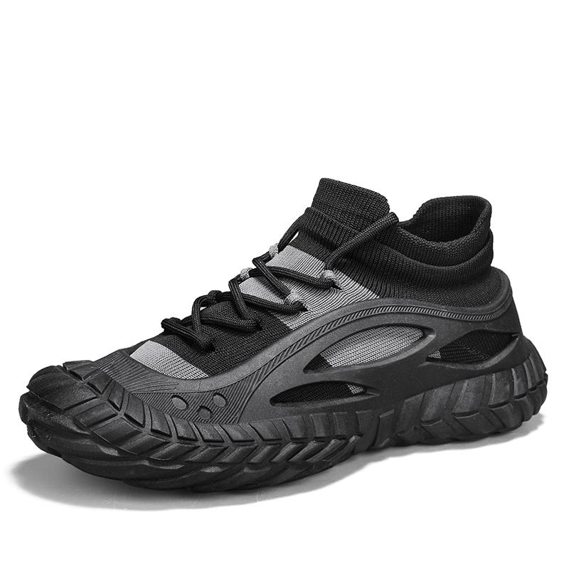 Herren Freizeitsportschuhe Mode Dicksohlige Fliegenmaschenoberfläche Atmungsaktive Herrenschuhe Outdoor Laufschuhe Herren Turnschuhe