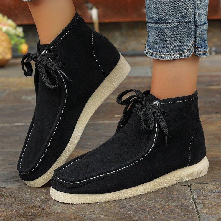 Casual large-size high-top women's shoes autumn new comfortable soft-soled lace-up single shoes