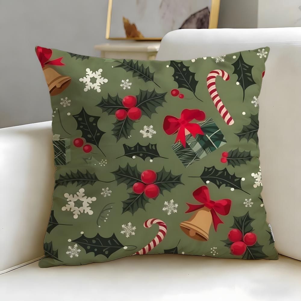 Classic Holiday Theme Christmas Cushion Cover Soft  EasyWash Pillow Case  Versatile for Couch Bed Travel and Office