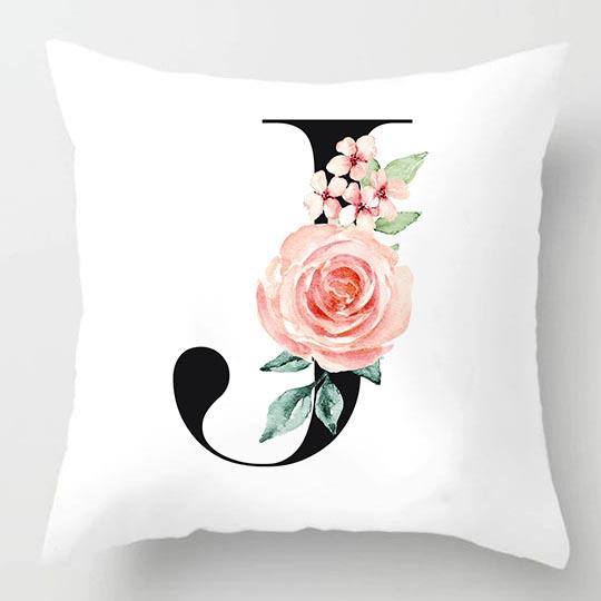 

Чехол для подушки с цветочным алфавитом и монограммой 45*45 см, наволочка с принтом, декоративная наволочка для домашнего дивана, офиса, декор для автомобиля 450mm*450mm