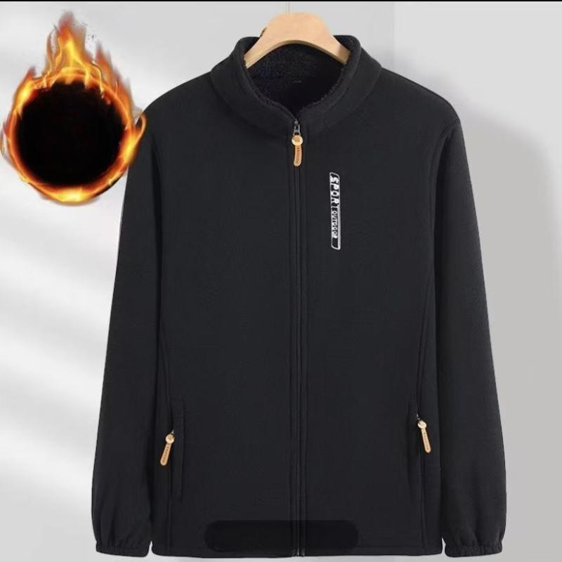 Autumn and Winter Middle-aged and Elderly Men's Fleece Casual Fleece Sweatshirt Fleece Outdoor Simple Fashionable and Versatile