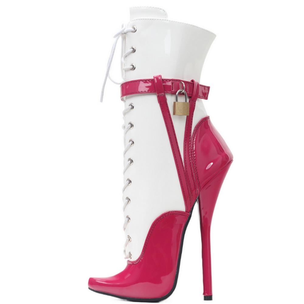 Fashion FHC New 18cm High Heels Ballet Boots,Fetish Dance Shoes,Men Cosplay Botas,Pointy Toe,Side Zipper,Front Laces,Customized Color