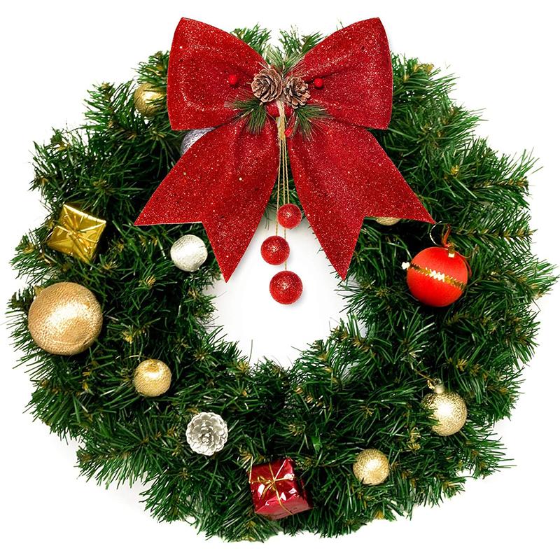 1Pcs Christmas Decoratio Bow Red Glitter Bow 30cm Christmas Tree Pendant Ornaments for Home Decor Xmas New Year Gifts Accessory