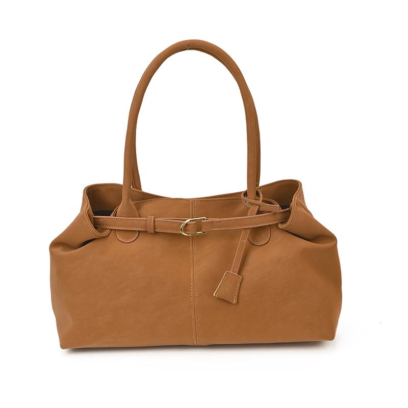Elegant Structured Pu Tote Bag with Adjustable Belt and Dual Handles Daily Use Shoudler Bag for Women коричневый 1790₽