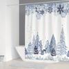 4Pcs Luxury  Christmas Snowscape Shower Curtain Sets for Bathroom Non-Slip Bathroom Rugs Lid Toilet Cover Bath Mat