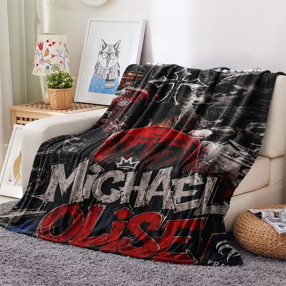 Michael Olise Printed Flannel Blanket, soft throw for bedroom sofa, washable,soccer fan merchandise, great gift.